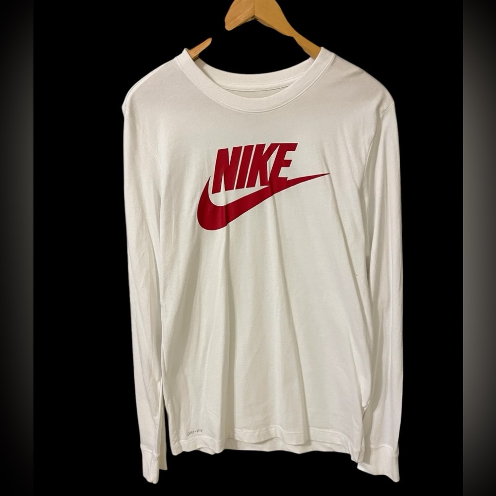 Nike White and Red Icon Futura Long-Sleeve Dri‎ Fit Shirt Size Small NWT